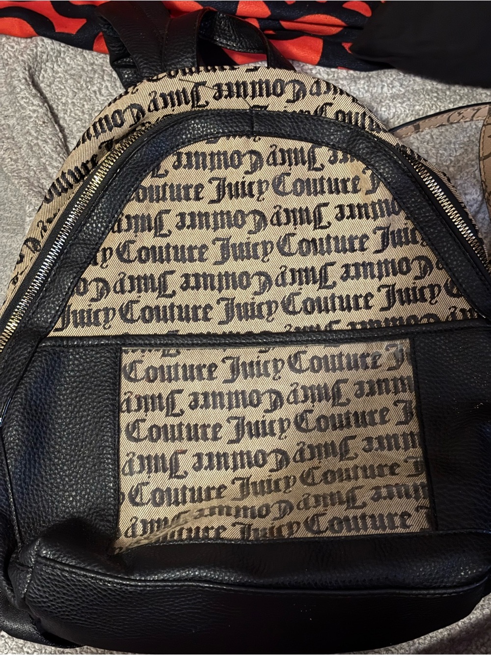 Juicy Couture Black & Tan Logo Print Backpack